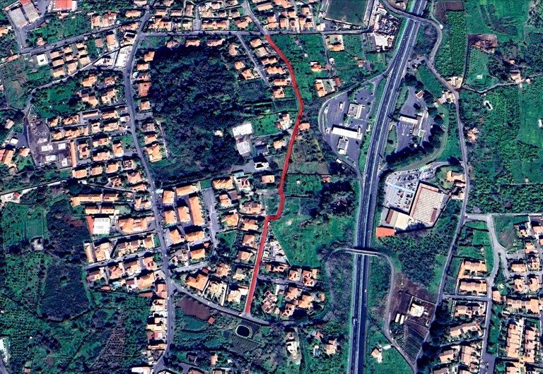 via Mazzini (evidenziata in rosso)